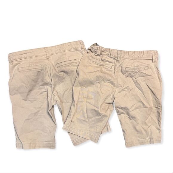 LOT OF 2 OLD NAVY UNIFORM BERMUDA SHORTS KHAKI ROLLED OATS GIRLS SIZE 12 - Picture 2 of 6